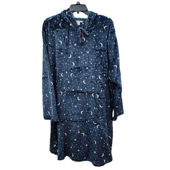 Winter Relaxed Fit Oversized‎ Ultra Soft Plush Hooded Lounger Night Sky Size S/M - Picture 3 of 9